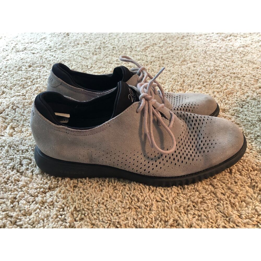 Cole Haan 2.ZeroGrand Laser Oxford Shoes Sz 10 M Gray Suede C26387